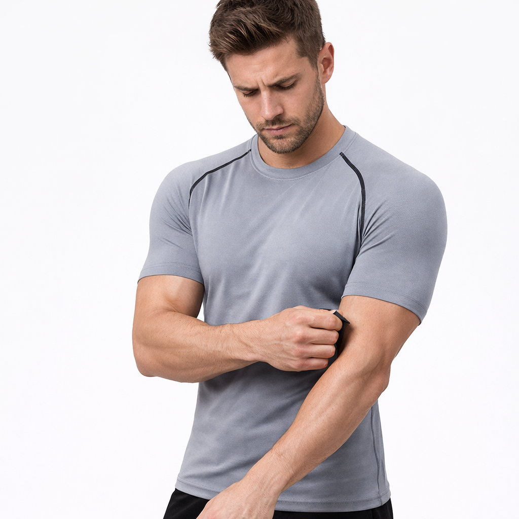 Men’s Compression Workout Shirt Short Sleeve, Moisture-Wicking Athletic Training Top for Gym Running Fitness